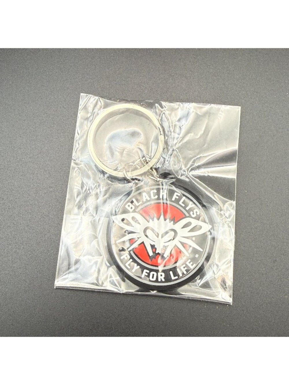 Black Flys Fly For Life Rubber Keychain Promo Swag West Coast Surf Brand